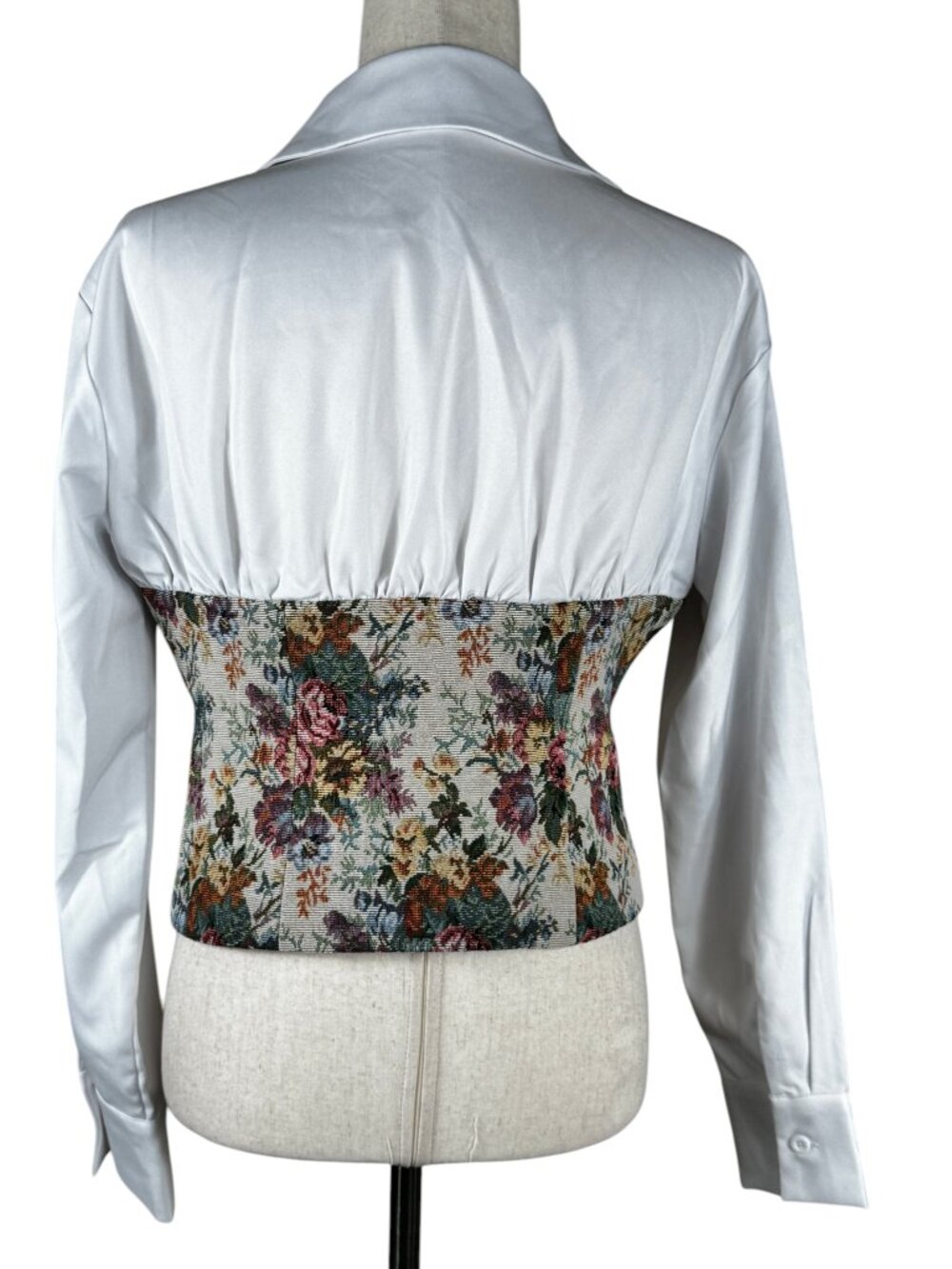 COMMENSE Tapestry Corset Collared Blouse Size M - Picture 6 of 10